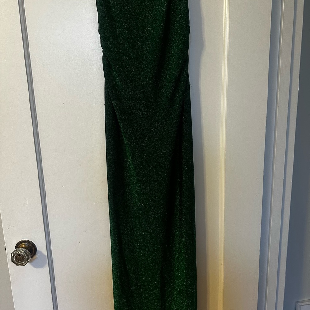 Reformation green sparkly maxi dress